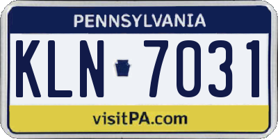 PA license plate KLN7031
