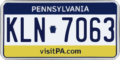 PA license plate KLN7063