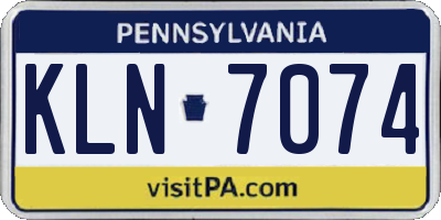 PA license plate KLN7074