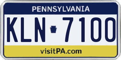 PA license plate KLN7100