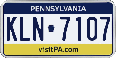 PA license plate KLN7107