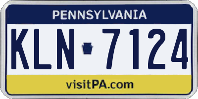PA license plate KLN7124
