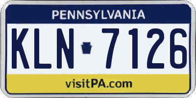 PA license plate KLN7126