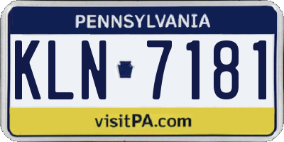 PA license plate KLN7181