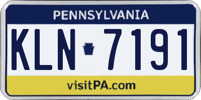 PA license plate KLN7191