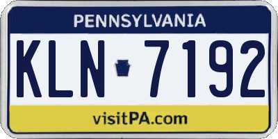 PA license plate KLN7192