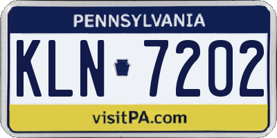 PA license plate KLN7202