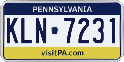 PA license plate KLN7231