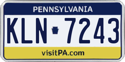 PA license plate KLN7243