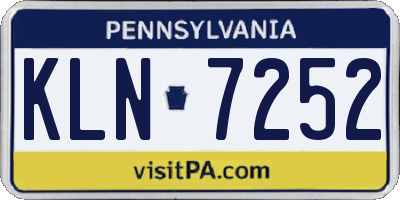 PA license plate KLN7252