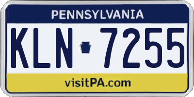 PA license plate KLN7255