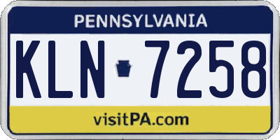 PA license plate KLN7258