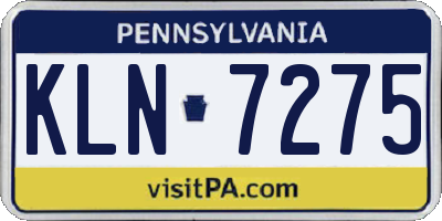 PA license plate KLN7275