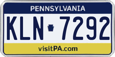 PA license plate KLN7292