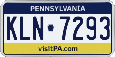 PA license plate KLN7293