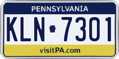 PA license plate KLN7301
