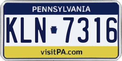 PA license plate KLN7316