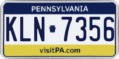 PA license plate KLN7356