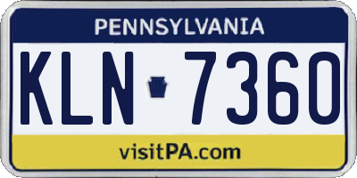 PA license plate KLN7360