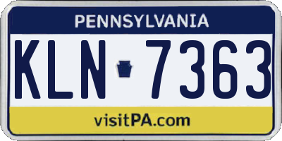PA license plate KLN7363