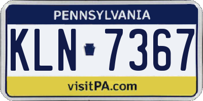 PA license plate KLN7367