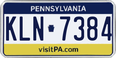 PA license plate KLN7384