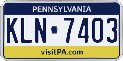 PA license plate KLN7403
