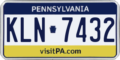 PA license plate KLN7432