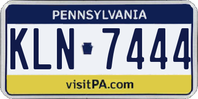 PA license plate KLN7444