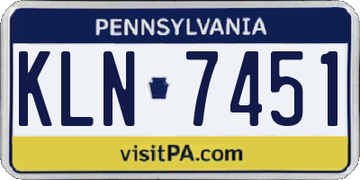 PA license plate KLN7451