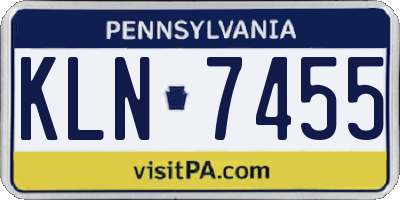 PA license plate KLN7455