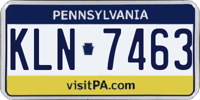 PA license plate KLN7463