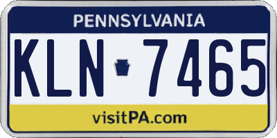 PA license plate KLN7465