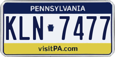 PA license plate KLN7477