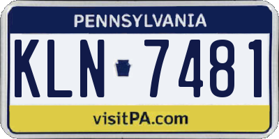 PA license plate KLN7481