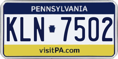 PA license plate KLN7502