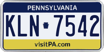 PA license plate KLN7542
