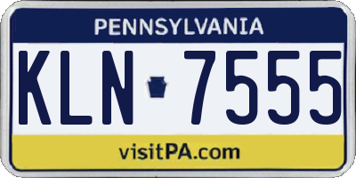 PA license plate KLN7555