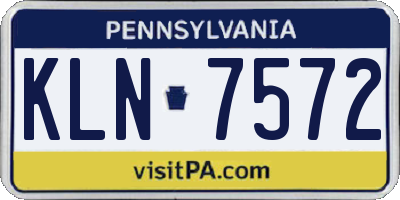 PA license plate KLN7572
