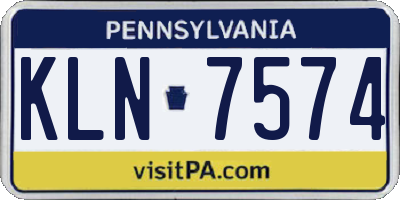 PA license plate KLN7574
