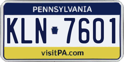 PA license plate KLN7601