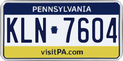 PA license plate KLN7604