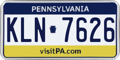 PA license plate KLN7626