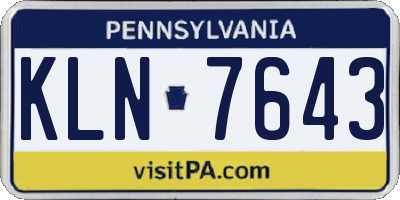 PA license plate KLN7643
