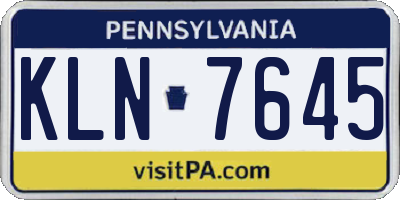 PA license plate KLN7645