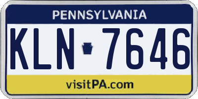 PA license plate KLN7646
