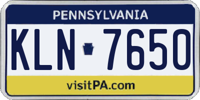 PA license plate KLN7650