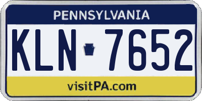 PA license plate KLN7652
