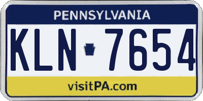PA license plate KLN7654