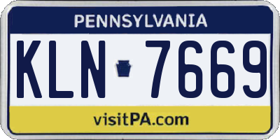 PA license plate KLN7669